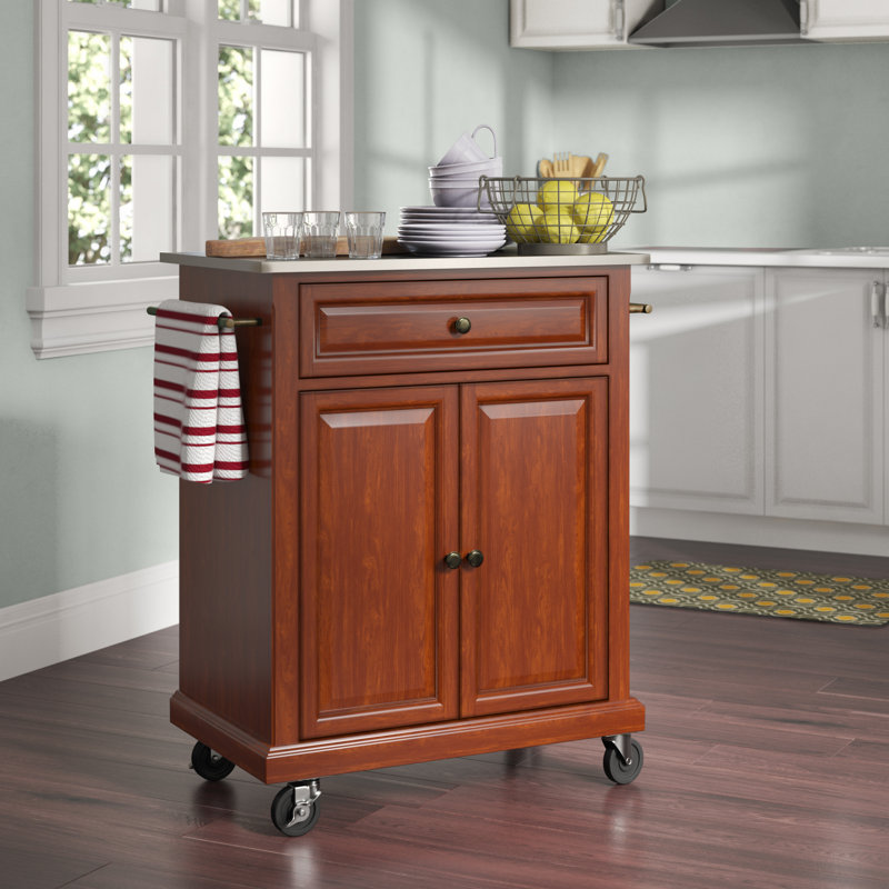 Three Posts™ Hedon Kitchen Cart with Stainless Steel Top & Reviews